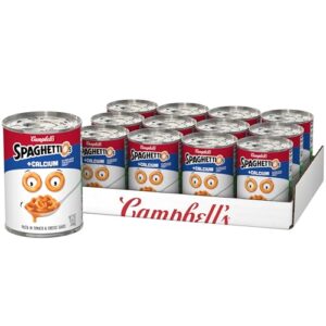 campbell's spaghettios original canned pasta plus calcium, 15.8 oz can (pack of 12)