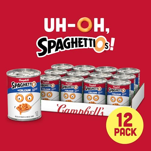 Campbell's SpaghettiOs Original Canned Pasta Plus Calcium, 15.8 oz Can (Pack of 12)