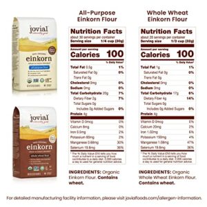 Jovial Einkorn 100% Organic Einkorn Baking Flour Variety Pack (All Purpose Flour & Whole Wheat Flour) - High Protein, Non-GMO, USDA Certified Organic, Product of Italy - 32 Oz, 2 Pack