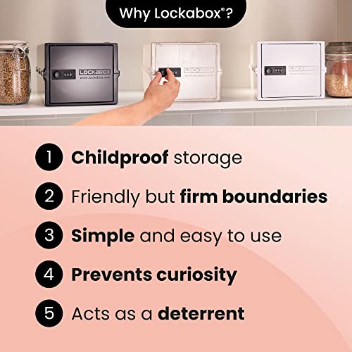 Lockabox One™ | Compact and Hygienic Lockable Storage Box for Food, Medicines, Tech and Home Safety | One Size 12 x 8 x 6.6 inches externally (Crystal)