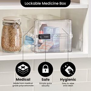 Lockabox One™ | Compact and Hygienic Lockable Storage Box for Food, Medicines, Tech and Home Safety | One Size 12 x 8 x 6.6 inches externally (Crystal)