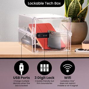 Lockabox One™ | Compact and Hygienic Lockable Storage Box for Food, Medicines, Tech and Home Safety | One Size 12 x 8 x 6.6 inches externally (Crystal)