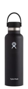 hydro flask standard mouth stainless steel bottle with flex cap black 21 oz