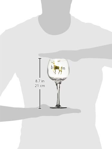 C.R. Gibson Reindeer 'Blitzen' Christmas Wine Glass, 16 oz, 8.5'' H