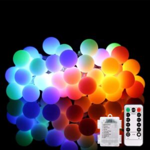 aloveco led string lights 18ft 50 leds battery operated string lights with remote 8 modes waterproof globe starry fairy lights for outdoor indoor bedroom garden party christmas tree(multicolor)