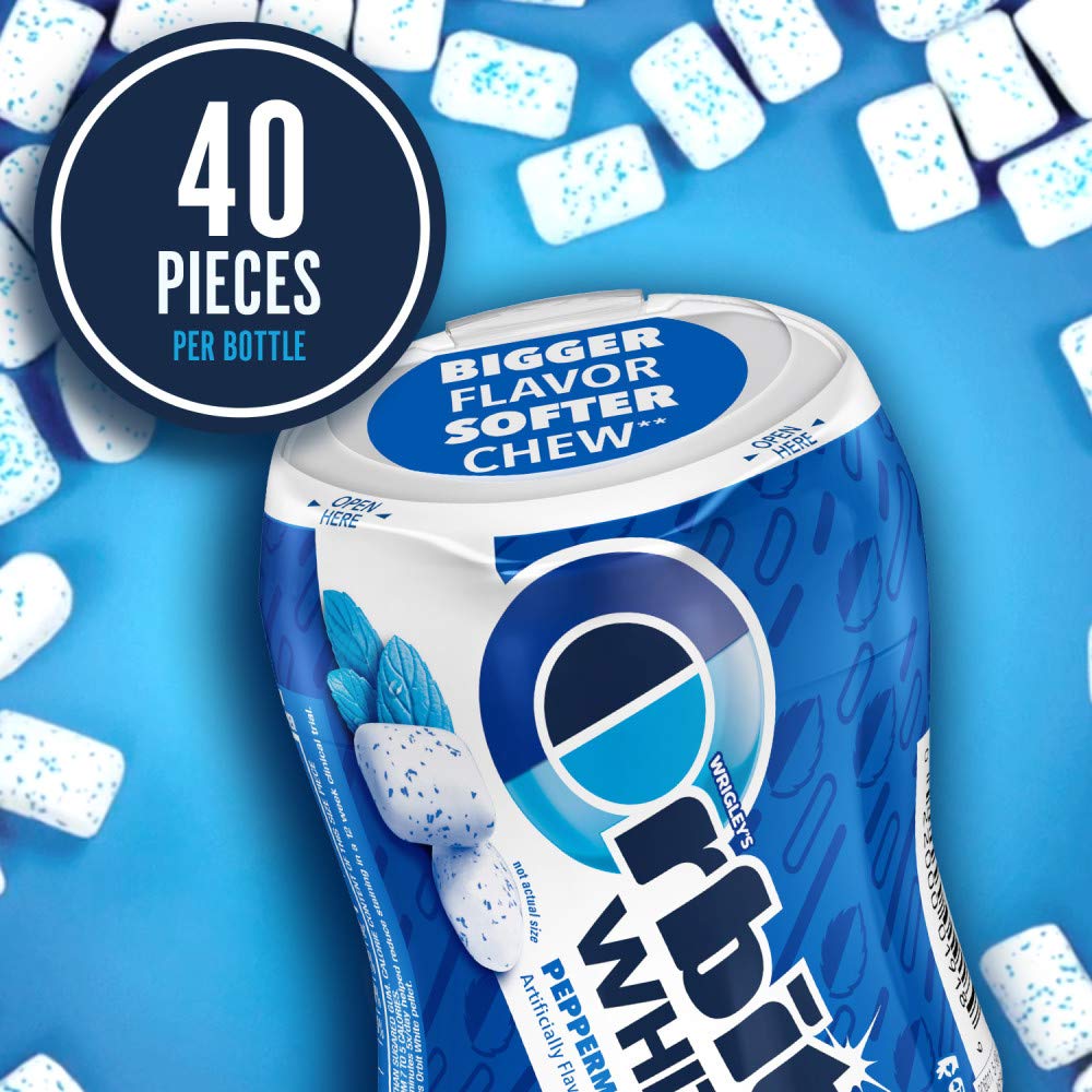 ORBIT Gum White Peppermint Sugar Free Chewing Gum Bulk Pack, 40 Piece Bottle (Pack of 4)