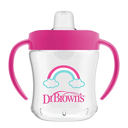 Dr. Brown's Natural Flow Anti-Colic Options+ Special Edition Pink Baby Bottle Gift Set with Soft Sippy Spout Transition Cup, Flexees Teether, Bottle Cleaning Brush and Travel Caps
