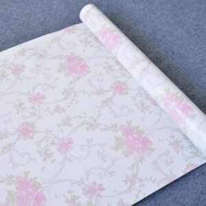 yifely pink flower tabletop protect paper self adhesive shelf liner table drawer sticker 17.7 inch by 9.8 feet
