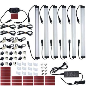 under cabinet led lighting kit plug in or hardwired, 6 pcs 12 inches light strips, 2000 lumen, super bright, for kitchen counter, closet, shelf lights, 31w, warm white (6 bars)