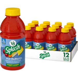 v8 splash fruit medley flavored juice beverage, 16 fl oz bottle (pack of 12)