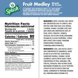 V8 Splash Fruit Medley Flavored Juice Beverage, 16 FL OZ Bottle (Pack of 12)