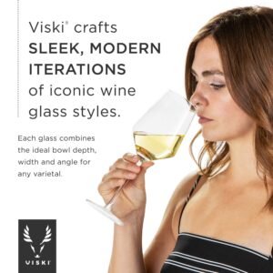 Viski Raye Faceted Crystal Wine Glasses Set of 2, No-Lead Premium Crystal Clear Glass, Modern Stemless, Wine Glass Gift Set, 20 oz