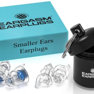 Eargasm Smaller Ears Earplugs for Concerts Musicians Motorcycles Noise Sensitivity Disorders and More! Two Different Sizes Included to Accommodate Smaller Ear Shapes! Blue