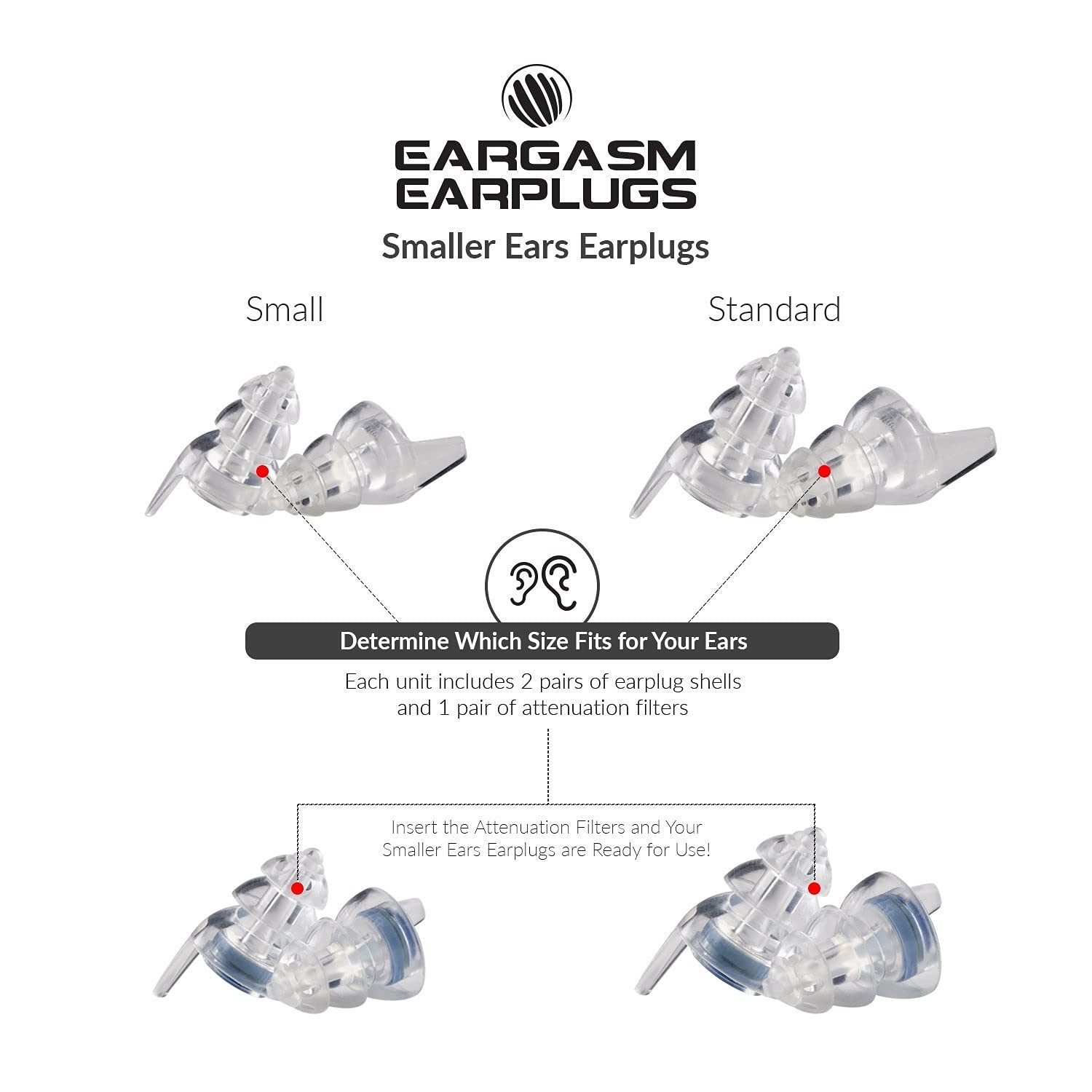 Eargasm Smaller Ears Earplugs for Concerts Musicians Motorcycles Noise Sensitivity Disorders and More! Two Different Sizes Included to Accommodate Smaller Ear Shapes! Blue