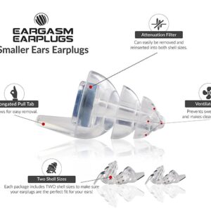 Eargasm Smaller Ears Earplugs for Concerts Musicians Motorcycles Noise Sensitivity Disorders and More! Two Different Sizes Included to Accommodate Smaller Ear Shapes! Blue