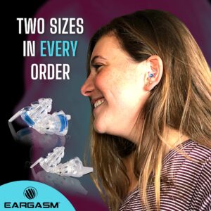 Eargasm Smaller Ears Earplugs for Concerts Musicians Motorcycles Noise Sensitivity Disorders and More! Two Different Sizes Included to Accommodate Smaller Ear Shapes! Blue