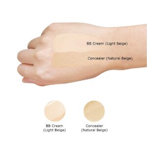 YADAH Silky Fit Concealer BB Power Brightening 1.18 Ounce 21 Light Beige, 2 in 1 Base Makeup Natural Ingredients Foundation Cream