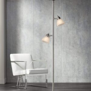 360 Lighting Ellery Modern Tree Torchiere Floor Lamp Standing 3-Light 72" Tall Brushed Nickel Silver Frosted White Glass Shade Decor for Living Room Reading House Bedroom Office