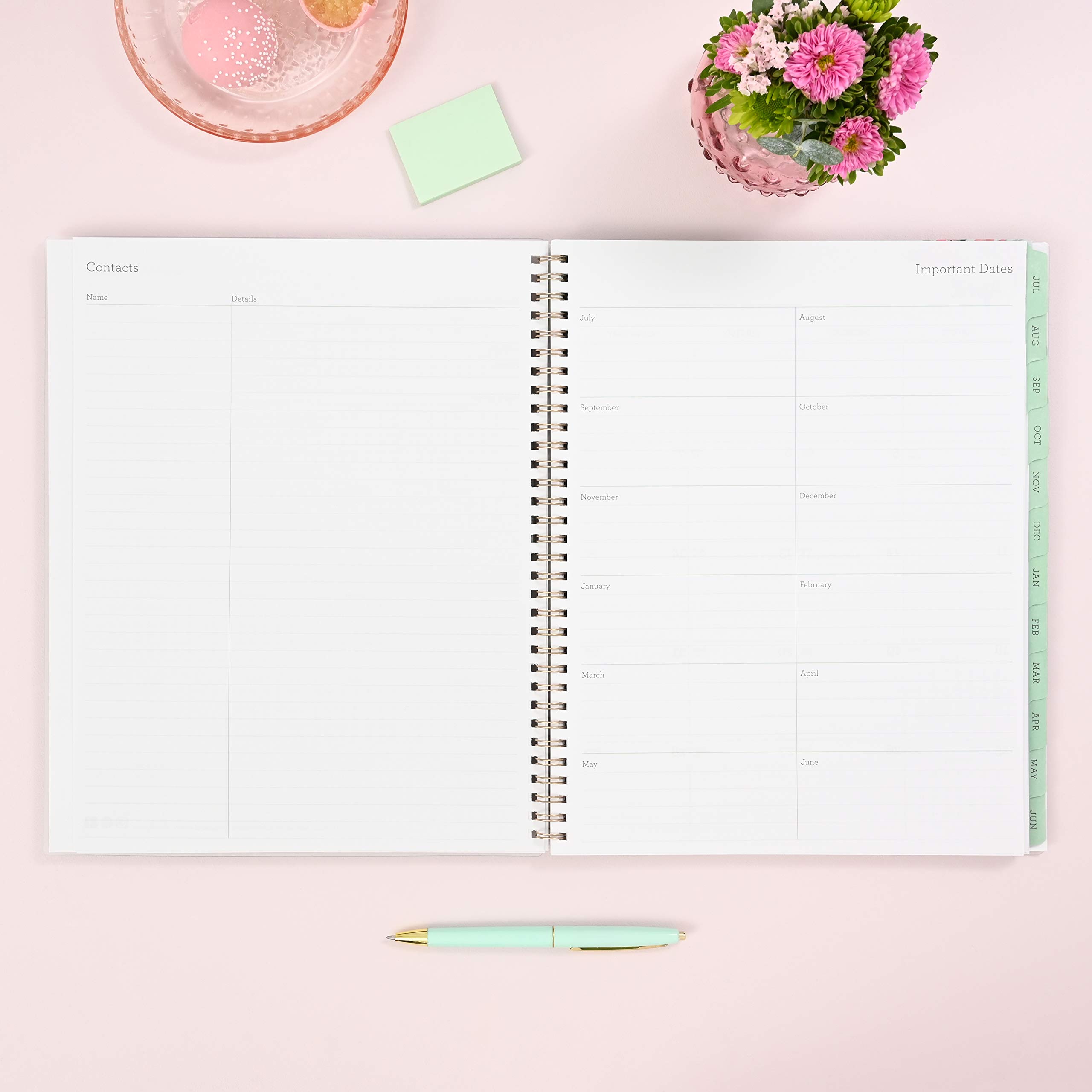 Blue Sky 2021-2022 Academic Year Weekly & Monthly Planner, 8.5" x 11", Frosted Flexible Cover, Wirebound, Laurel (131947)