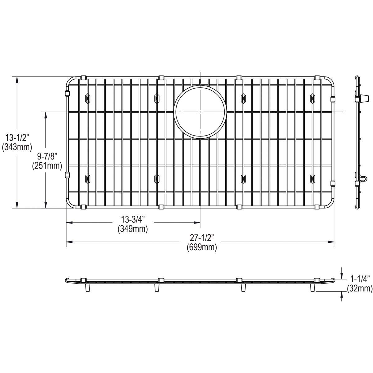 Elkay LKOBG2915SS Stainless Steel 27.5" D x 1.262" H x 13.5" W Bottom Grid