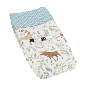 Sweet Jojo Designs Blue, Grey and White Woodland Animal Toile Baby Girl or Boy Changing Pad Cover