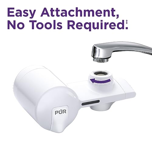 PUR Faucet Mount Water Filtration System, 2-in-1 Powerful Filtration with Lead Reduction, Horizontal, White, PFM150W