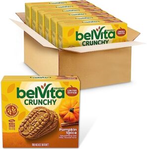 belvita pumpkin spice breakfast biscuits, 30 total packs, 6 boxes (4 biscuits per pack)