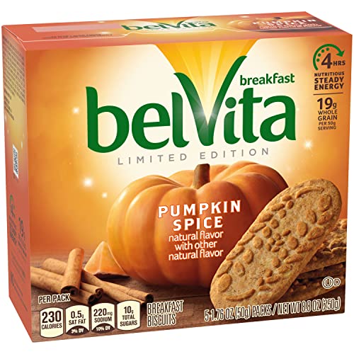 belVita Pumpkin Spice Breakfast Biscuits, 30 Total Packs, 6 Boxes (4 Biscuits Per Pack)