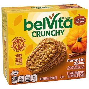 belVita Pumpkin Spice Breakfast Biscuits, 30 Total Packs, 6 Boxes (4 Biscuits Per Pack)