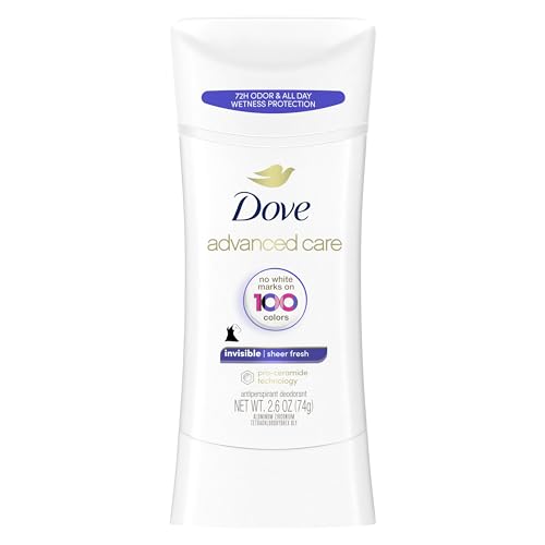 Dove Advanced Care Antiperspirant Deodorant Stick Sheer Fresh Anti-stain antiperspirant deodorant for soft underarms 72-hour underarm odor protection and all-day sweat control 2.6 oz