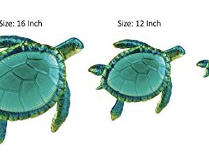 Comfy Hour Ocean Voyage with Sea Turtles Collection Coastal Ocean Sea Turtles Hanging Wall Art Decor Set (3 Pieces - Large), Outdoor or Indoor, Metal and Glass, Green