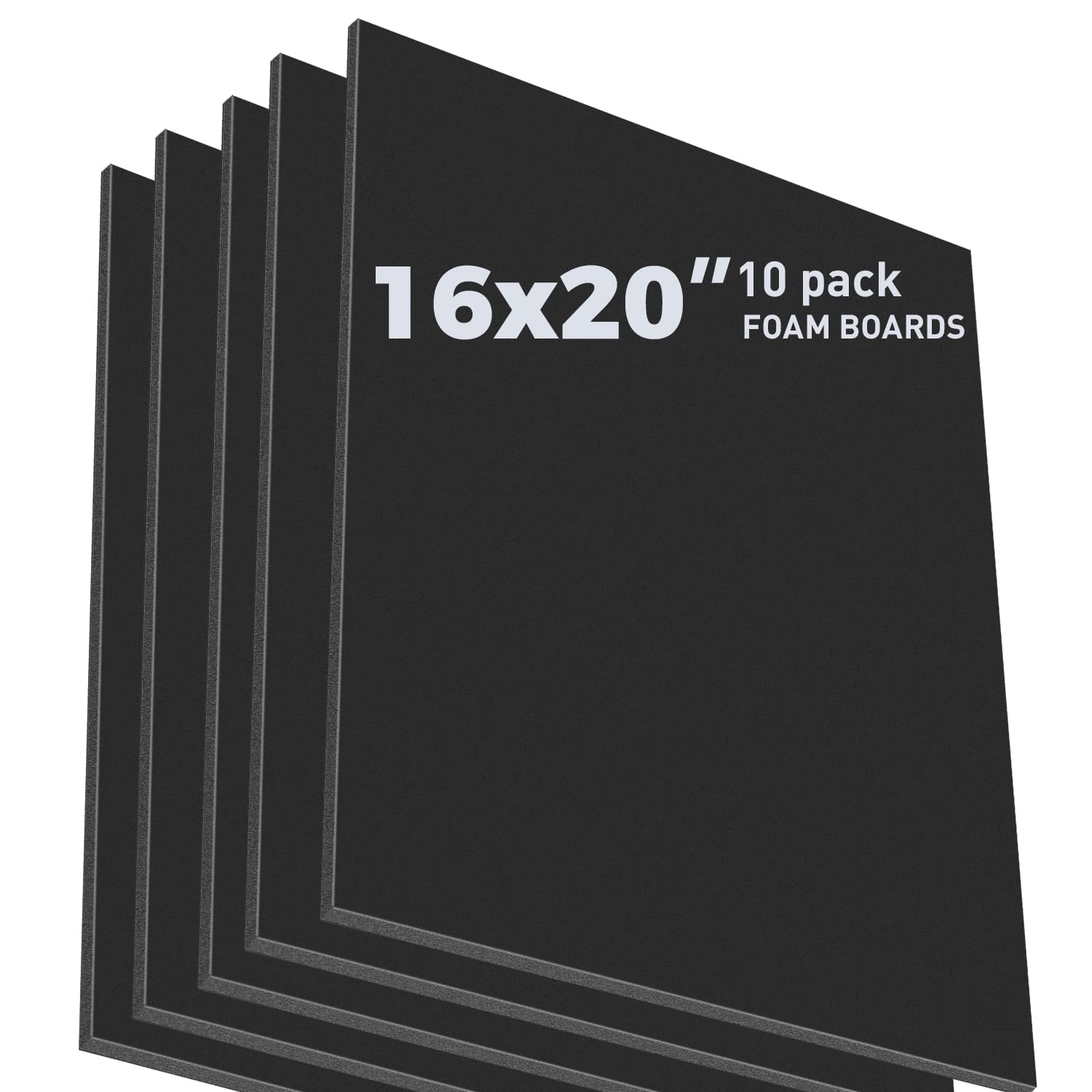 Golden State Art, Pack of 10, 3/16" Thick, 16x20 Black Foam Boards (16x20, Black)