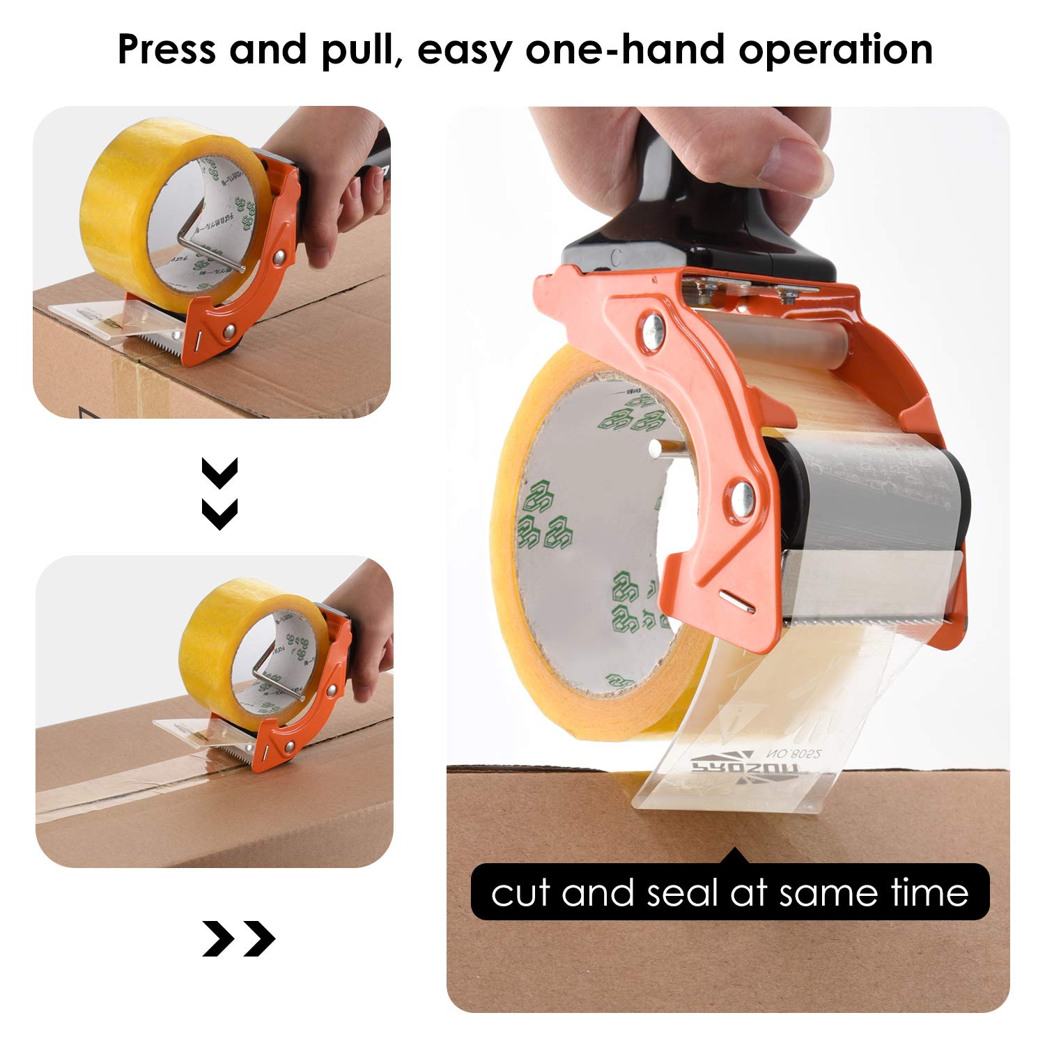 PROSUN Fast Reload 2 Inch Tape Gun Dispenser Packing Packaging Sealing Cutter Orange