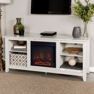 Home Accent Furnishings Lucas 58 Inch Fireplace Television Stand in White Wash