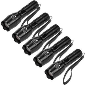 modoao led flashlight waterproof zoomable tactical flashlight with 5 modes for hiking, camping, emergency (5 pack)