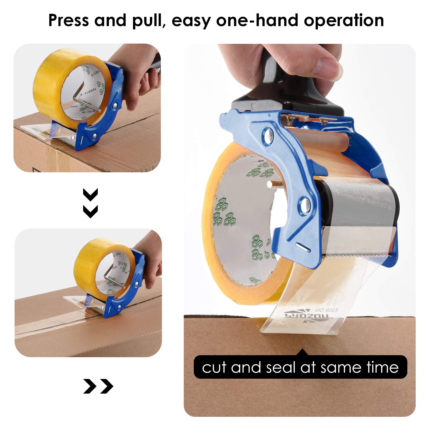 PROSUN Fast Reload 2 Inch Tape Gun Dispenser Packing Packaging Sealing Cutter Blue