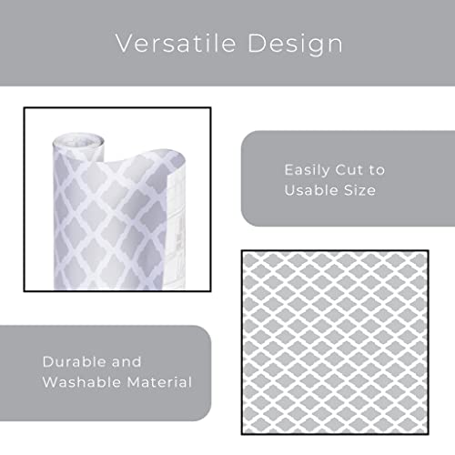 Smart Design Shelf Liner w/ Decorative Adhesive - Washable Cutable Material - Non Slip & Peel Design - for Shelves, Drawers, & Flat Surfaces - Kitchen (18-inch X 20-feet) [Metro Gray Lattice]