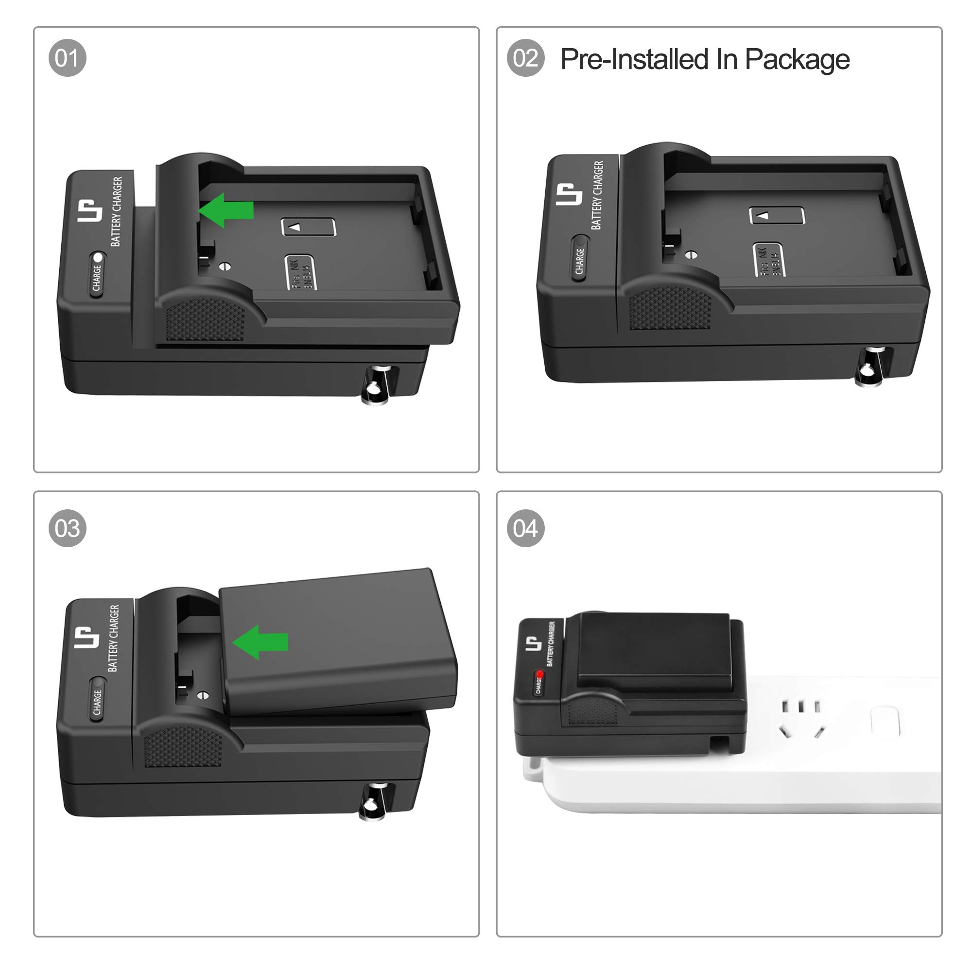 EN-EL14 EN EL14a Battery Charger Pack, LP Charger Compatible with Nikon D3500, D5600, D3300, D5100, D5500, D3100, D3200, D5200, D5300, D3400, DF, Coolpix P7000, P7100, P7700, P7800 Cameras & More