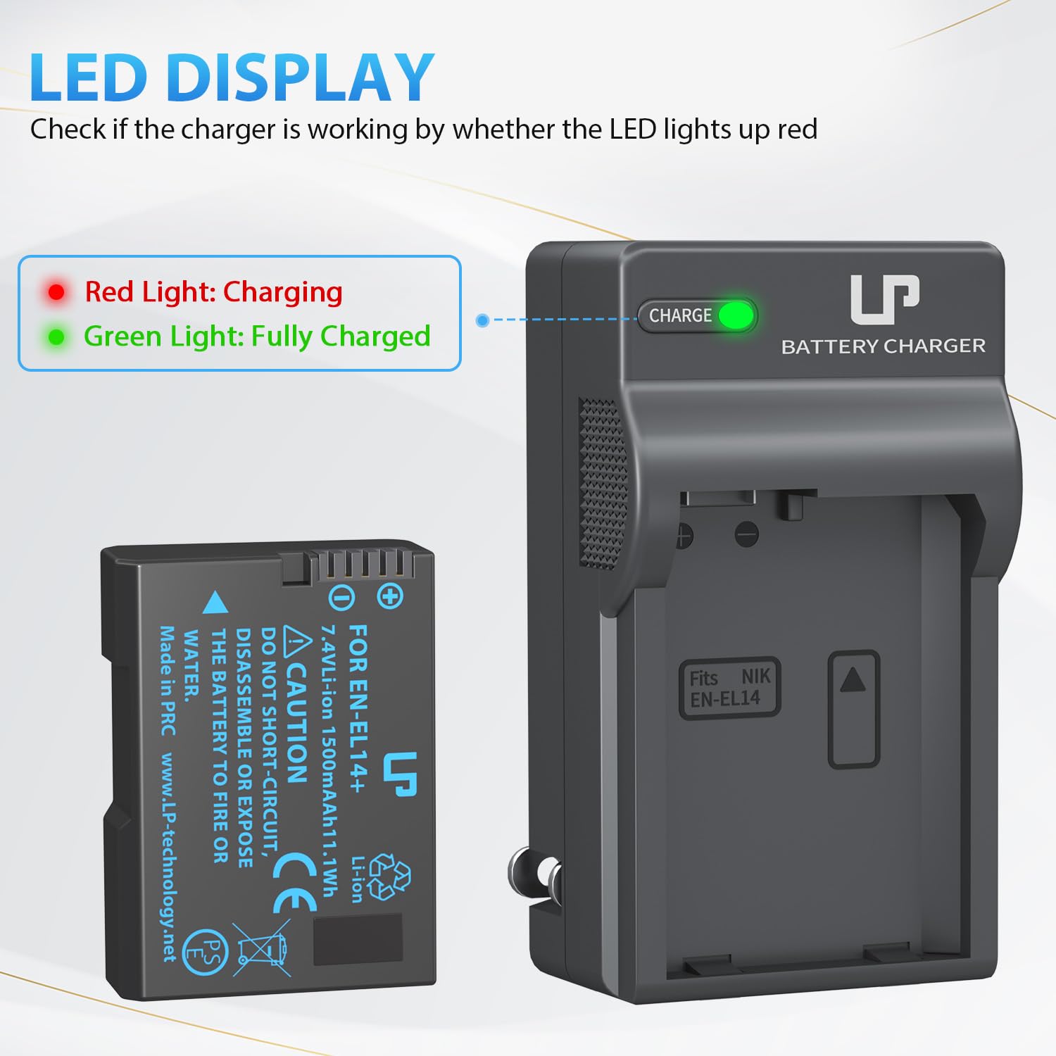 EN-EL14 EN EL14a Battery Charger Pack, LP Charger Compatible with Nikon D3500, D5600, D3300, D5100, D5500, D3100, D3200, D5200, D5300, D3400, DF, Coolpix P7000, P7100, P7700, P7800 Cameras & More