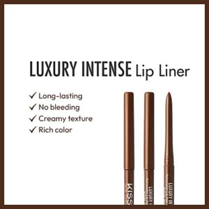 KISS NEW YORK Professional Lip Liner, Long-Lasting Luxury Intense Lipliner, Creamy Retractable Easy to Use Richly Pigmented Lip Liner Pencil 3 PCS (Dark Brown)