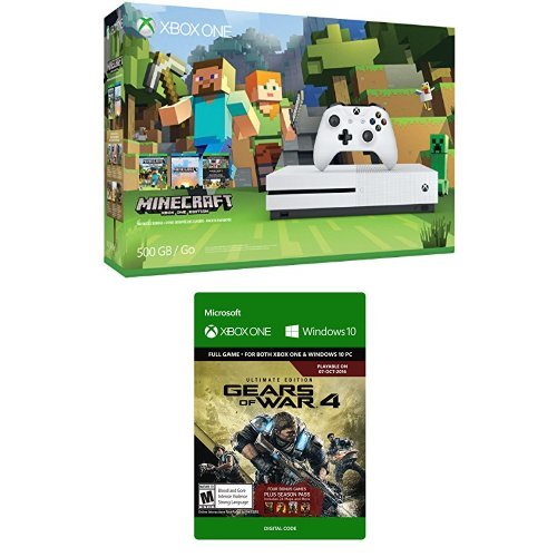 Xbox One S 500GB Minecraft Bundle and Gears of War 4 Ultimate Edition Digital