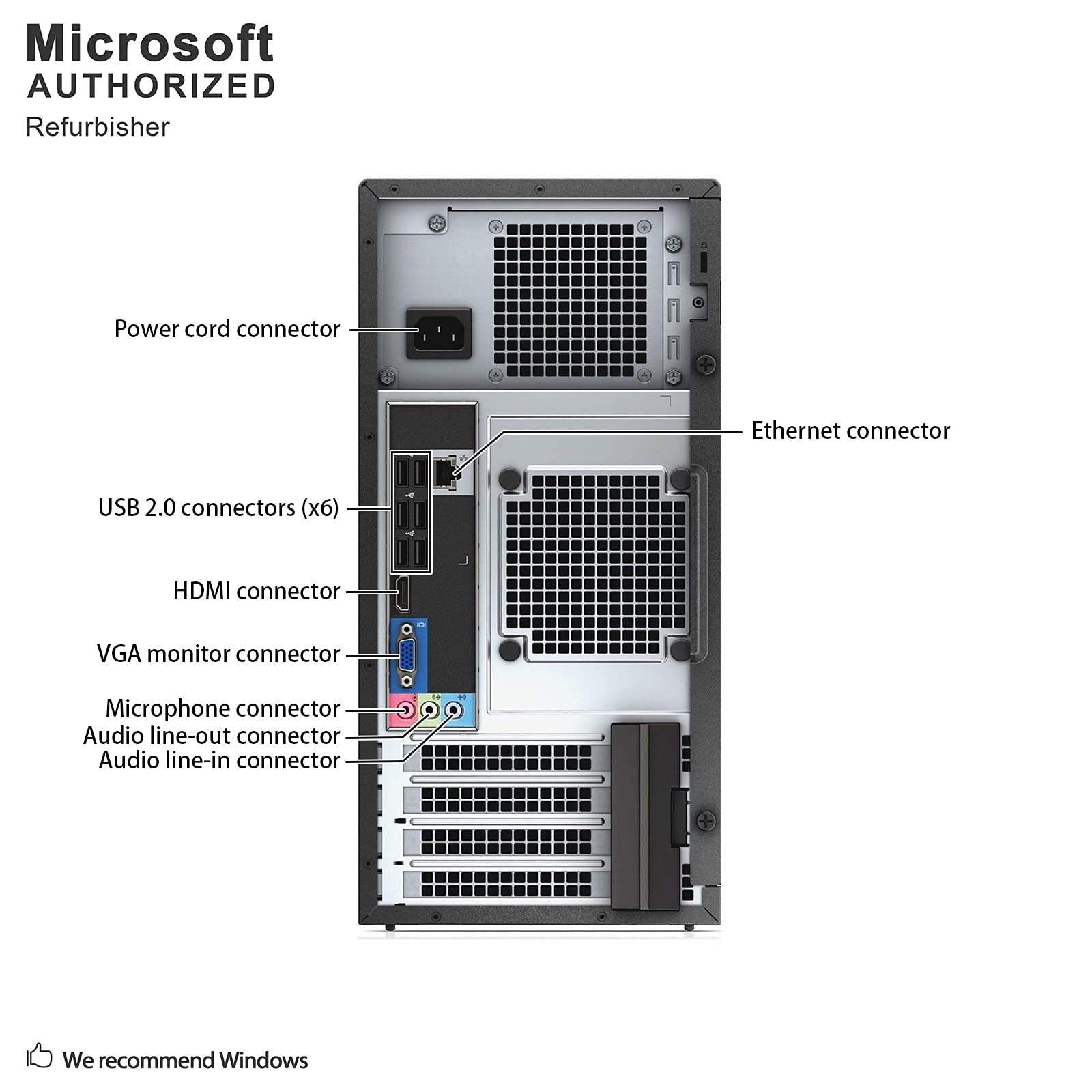 Dell Optiplex 390 MiniTower PC - Intel Core i5-2400 3.1GHz 8GB 250GB DVDrw Windows 10 Pro (Renewed)