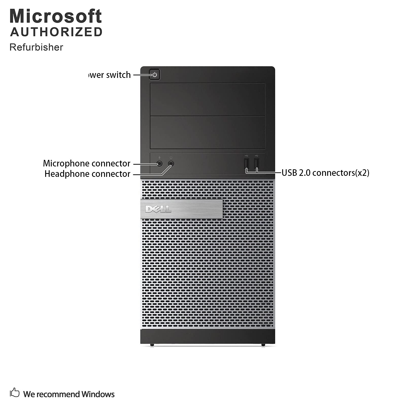 Dell Optiplex 390 MiniTower PC - Intel Core i5-2400 3.1GHz 8GB 250GB DVDrw Windows 10 Pro (Renewed)