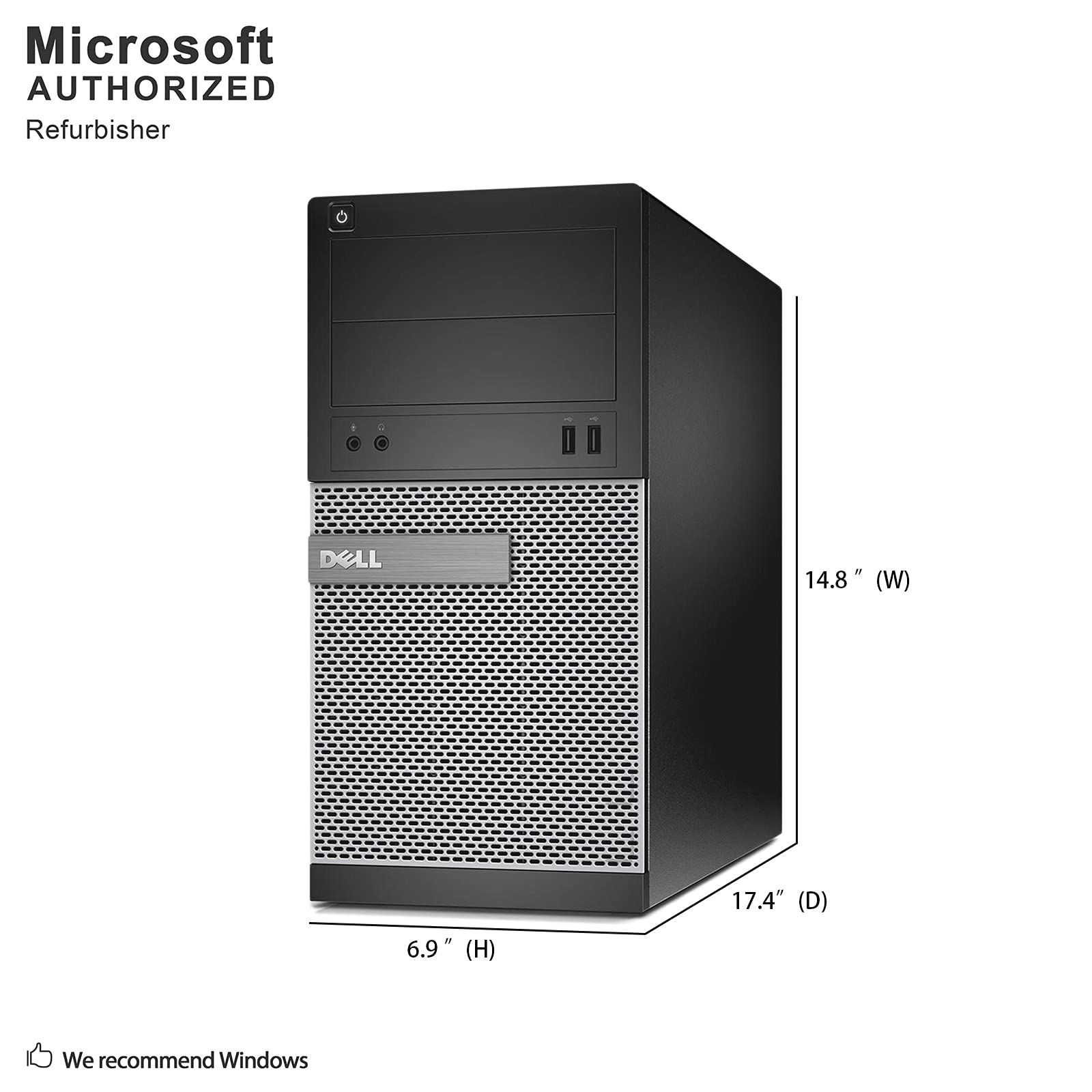 Dell Optiplex 390 MiniTower PC - Intel Core i5-2400 3.1GHz 8GB 250GB DVDrw Windows 10 Pro (Renewed)