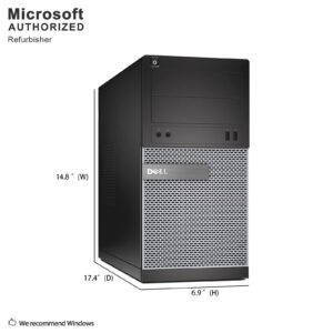 Dell Optiplex 390 MiniTower PC - Intel Core i5-2400 3.1GHz 8GB 250GB DVDrw Windows 10 Pro (Renewed)