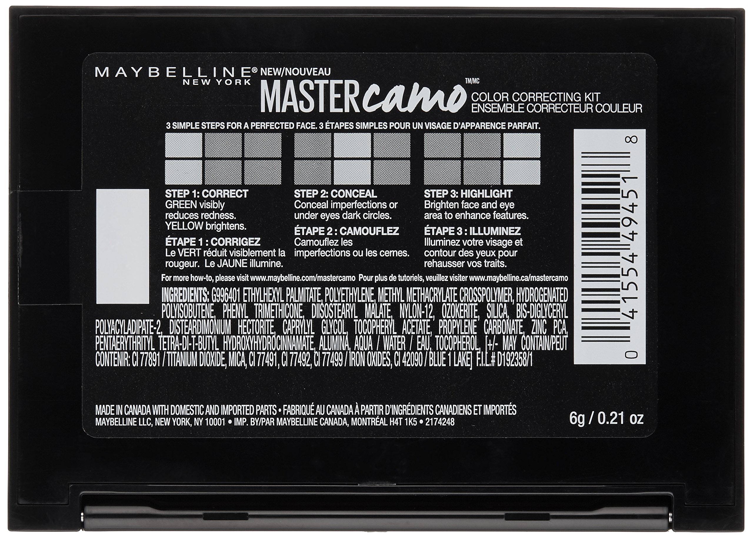Maybelline New York Facestudio Master Camo Color Correcting Kit, Light, 0.21 oz.