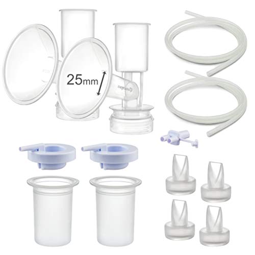 Maymom Pump Parts Compatible with Ameda Purely Yours Pumps MYA Joy; Incl. Silicone Membrane, Duckbill, Tubing, Flange; Replaces Ameda Spare Parts Kit (Flange 25 mm)