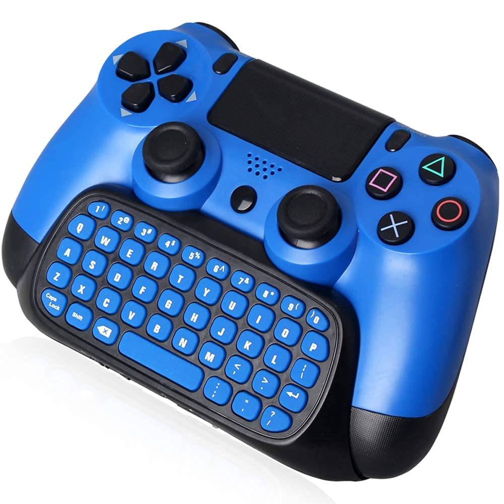 Wireless Gaming Keyboard for PS4, 2.4G Wireless Chatpad, Rechargeable Online Gaming Live Chat Message KeyPad with Built in Speaker & 3.5mm Audio Aux-in for Playstation 4/PS4 Slim/PS4 Pro Controller