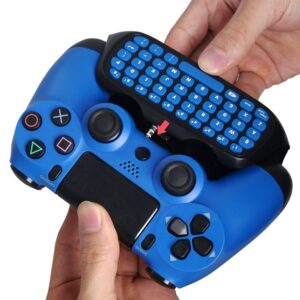 Wireless Gaming Keyboard for PS4, 2.4G Wireless Chatpad, Rechargeable Online Gaming Live Chat Message KeyPad with Built in Speaker & 3.5mm Audio Aux-in for Playstation 4/PS4 Slim/PS4 Pro Controller