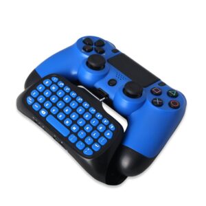 Wireless Gaming Keyboard for PS4, 2.4G Wireless Chatpad, Rechargeable Online Gaming Live Chat Message KeyPad with Built in Speaker & 3.5mm Audio Aux-in for Playstation 4/PS4 Slim/PS4 Pro Controller